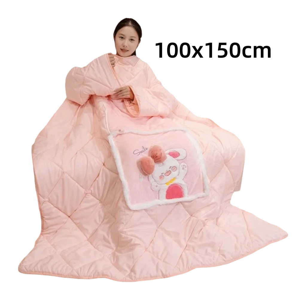 Wearable Blanket Hoodie – Cozy Fleece Wrap with Sleeves