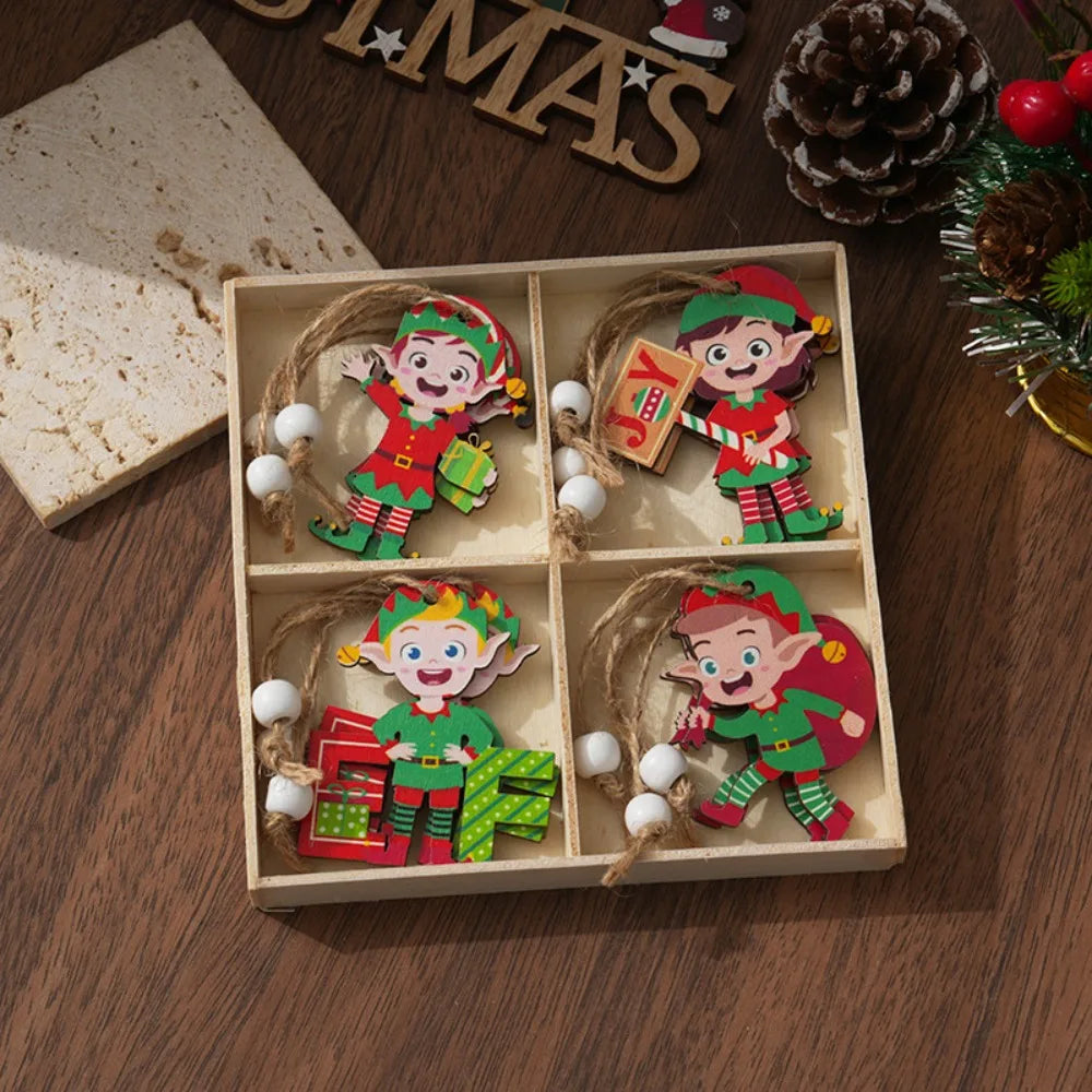 Wooden Christmas Ornaments – Gingerbread Man & Gnome Pendants