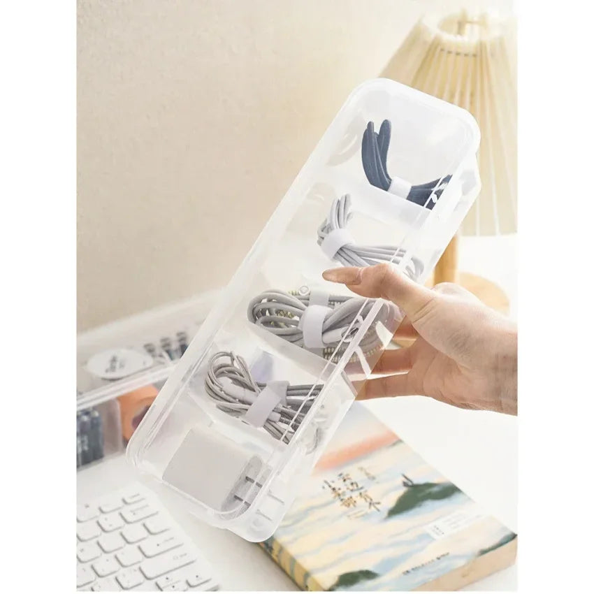 Transparent Storage Box with Lid – Cable & Card Organizer