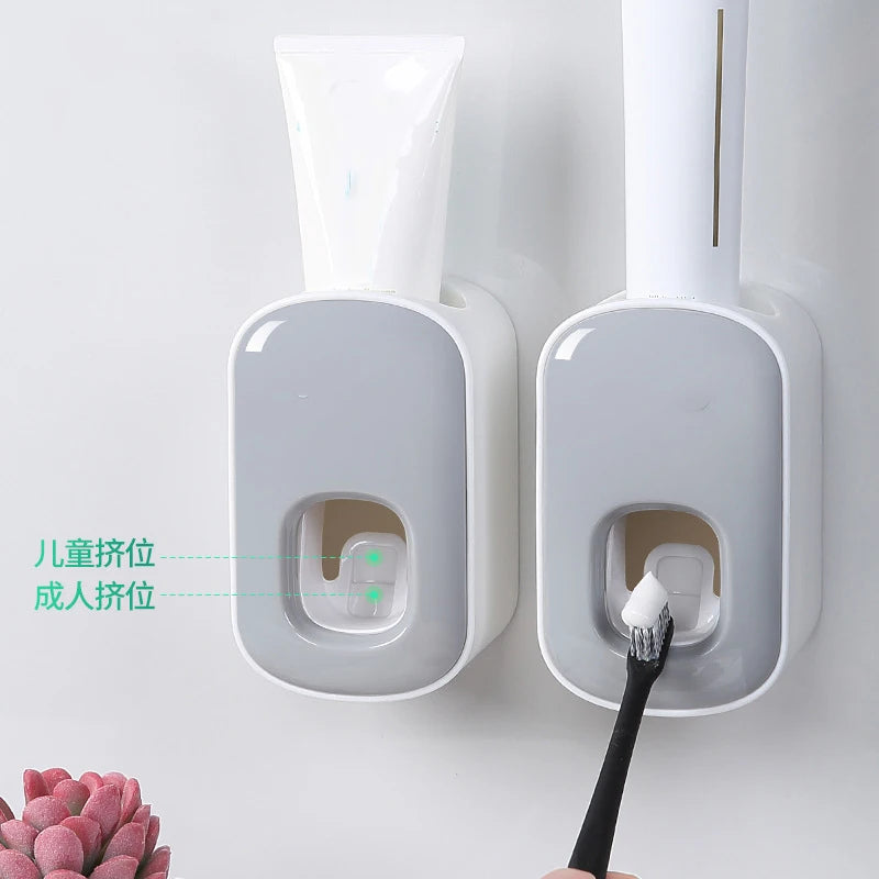 Automatic Toothpaste Dispenser Wall Mount & Toothbrush Holder