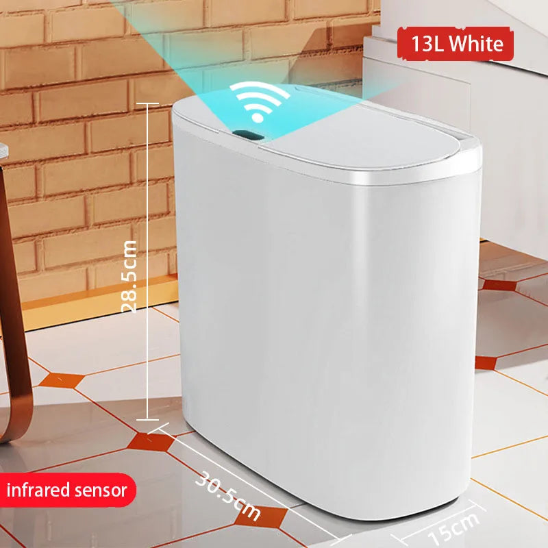 Touchless Motion Sensor Trash Can – Slim Waterproof Bin