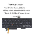 AZUBAY Backlit Keyboard ThinkPad T590 P52 P72 Nordic Layout