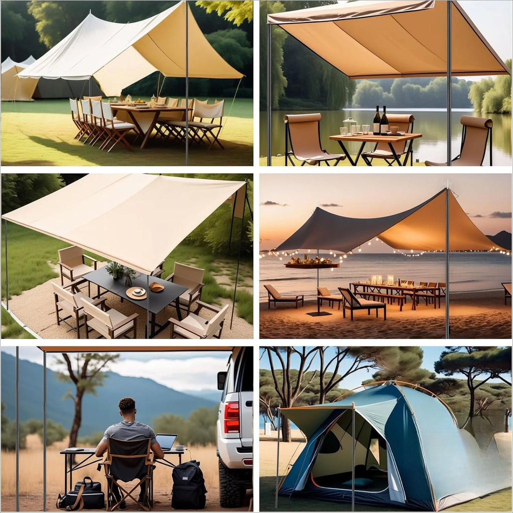 Adjustable Telescopic Tarp Poles – Canopy Awning & Camping