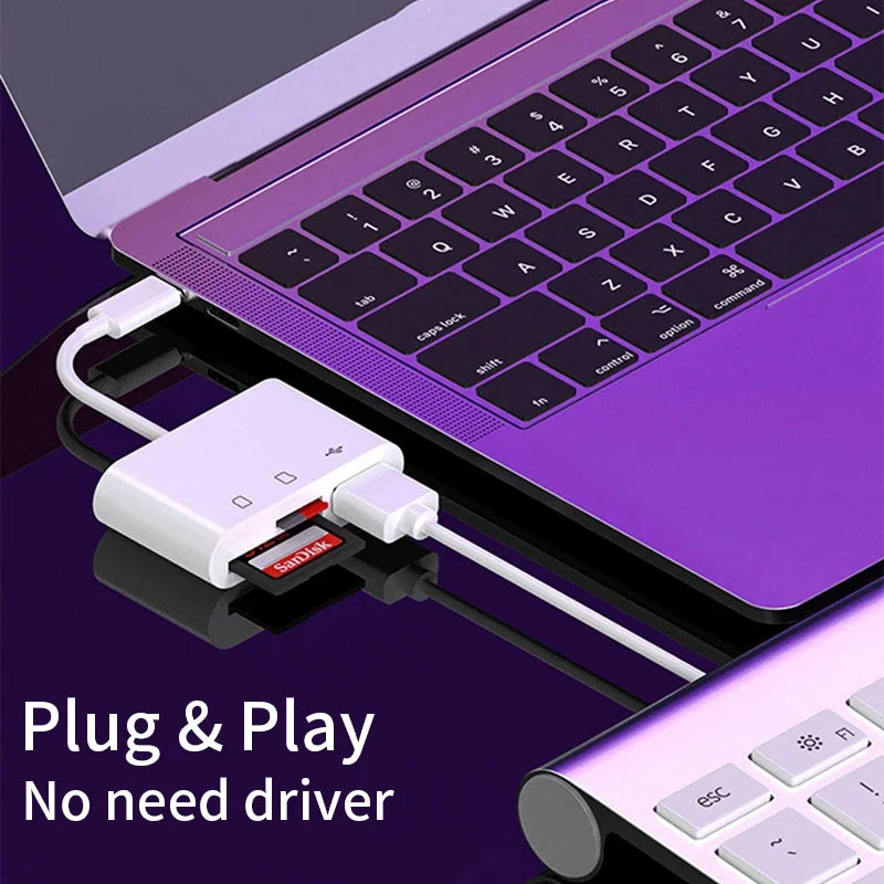 USB-C 3-in-1 SD TF Card Reader OTG Adapter for MacBook