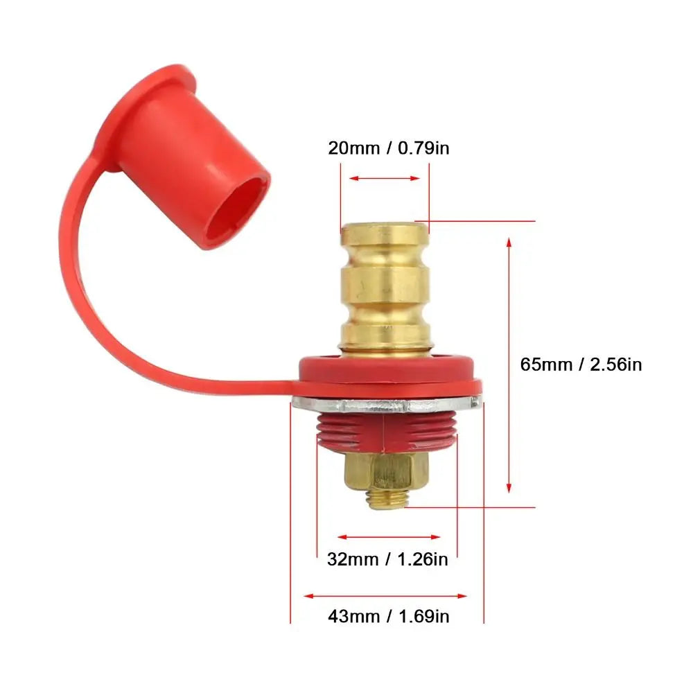 2PCS Brass Marine Battery Charger Posts 250A – Black & Red