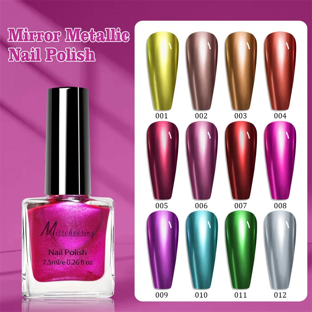 Metallic Mirror Nail Polish – Chrome Glitter Quick-Dry Lacquer