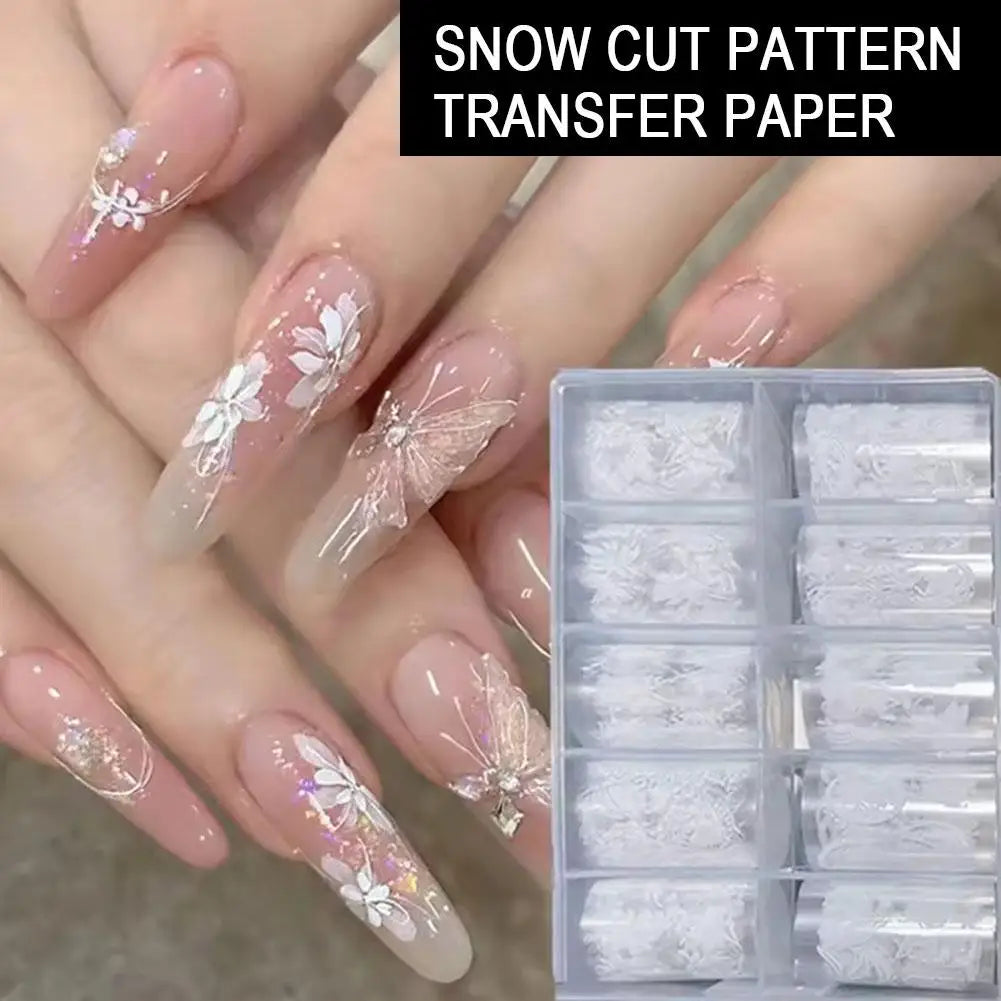 10-Roll Pink Checkered Nail Transfer Foils & Decals Set