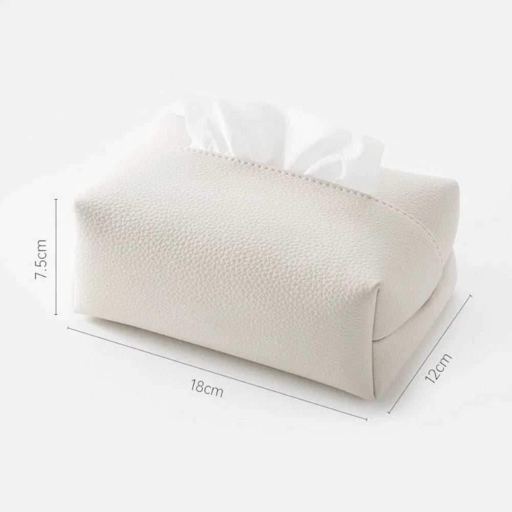 Faux Leather Tissue Box Cover Square Dustproof Napkin Holder