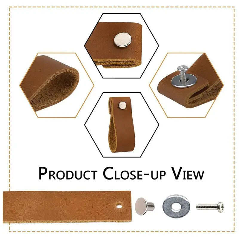 24-Pack Handmade Leather Drawer Pulls – Brown Cabinet Knobs