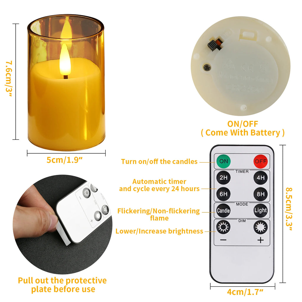 Flameless LED Candles 3D Wick Timer Remote & Lampshade – VIBE