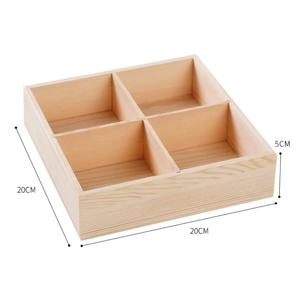 Wood Multi-Grid Desktop Organizer & Succulent Flowerpot Tray