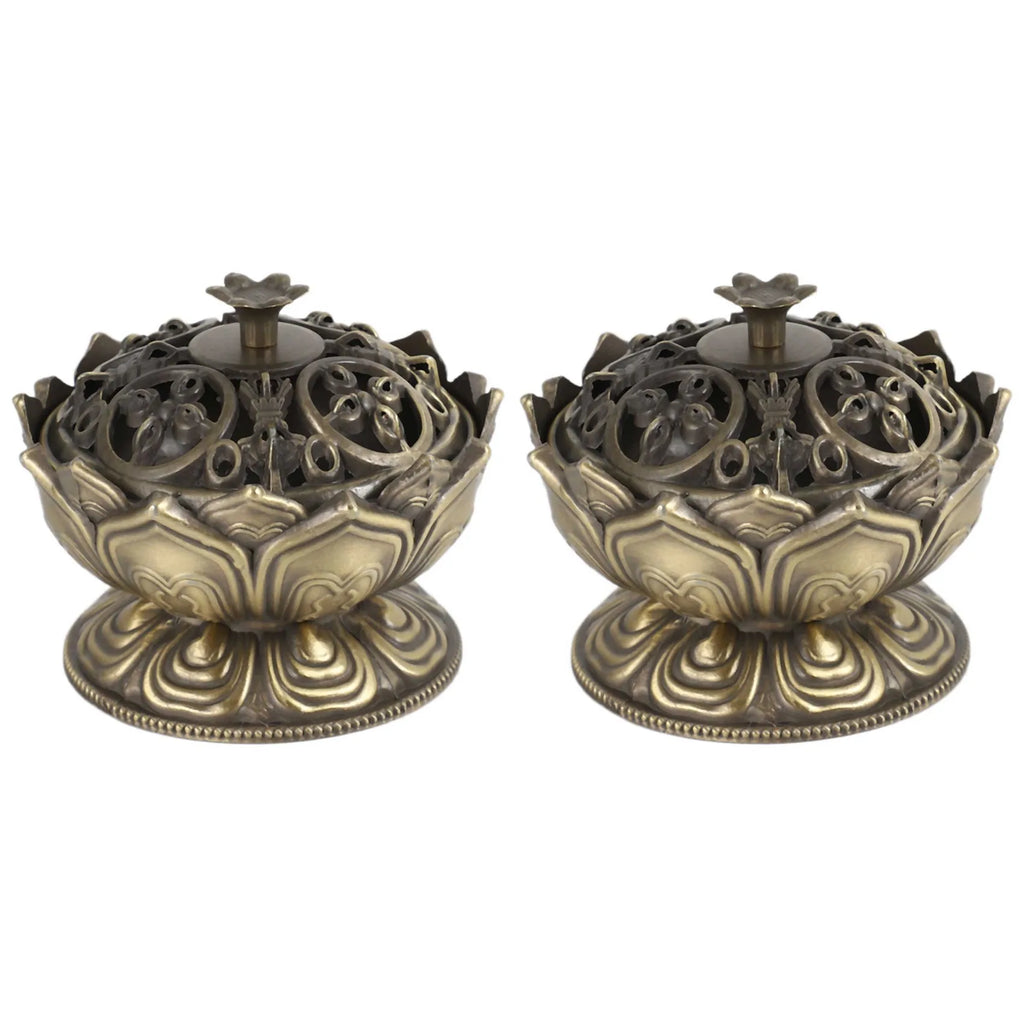 Lotus Flower Incense Burner Handmade Copper Censer 2-Pack