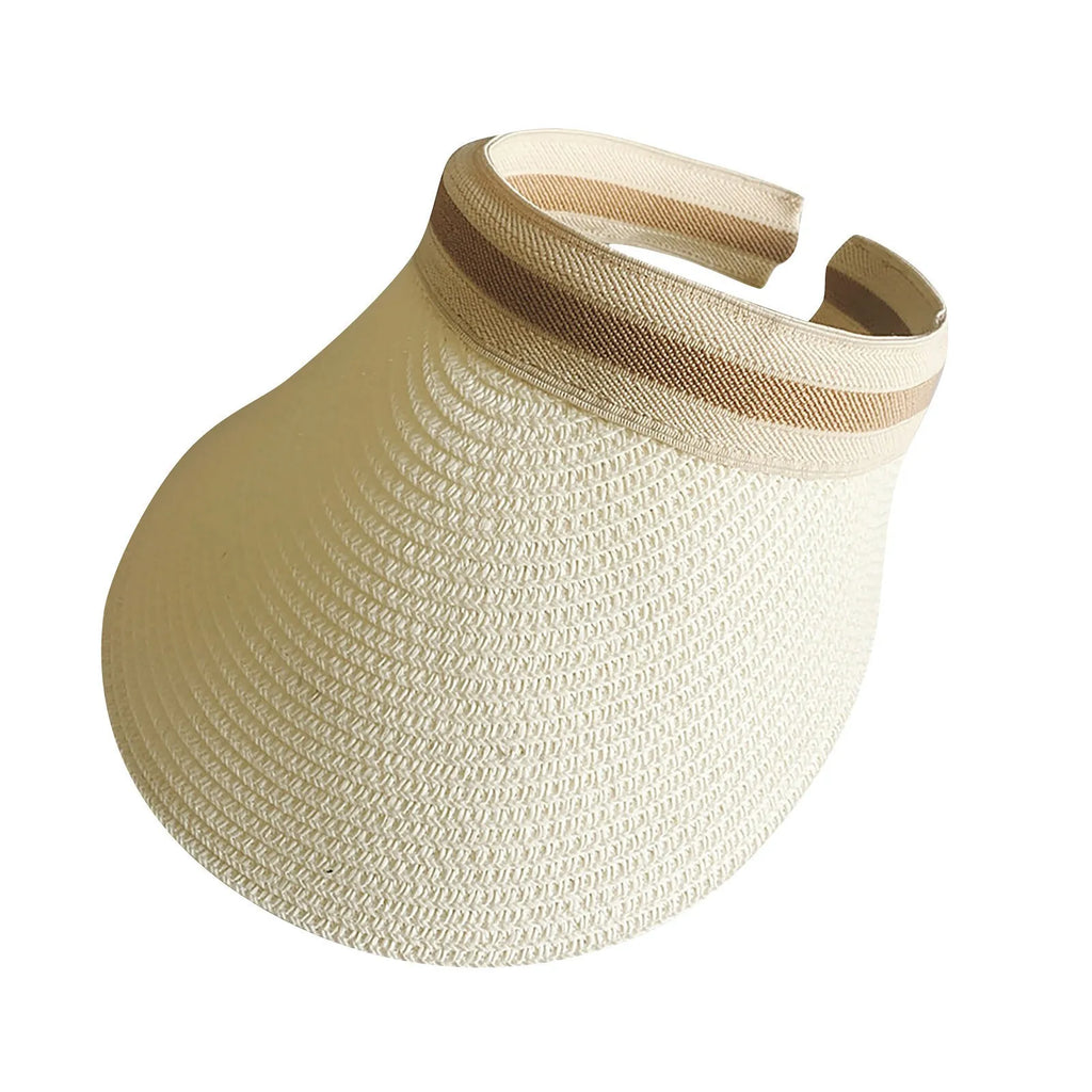 Women's Foldable Wide Brim Straw Sun Visor Hat – Beach & Cycling
