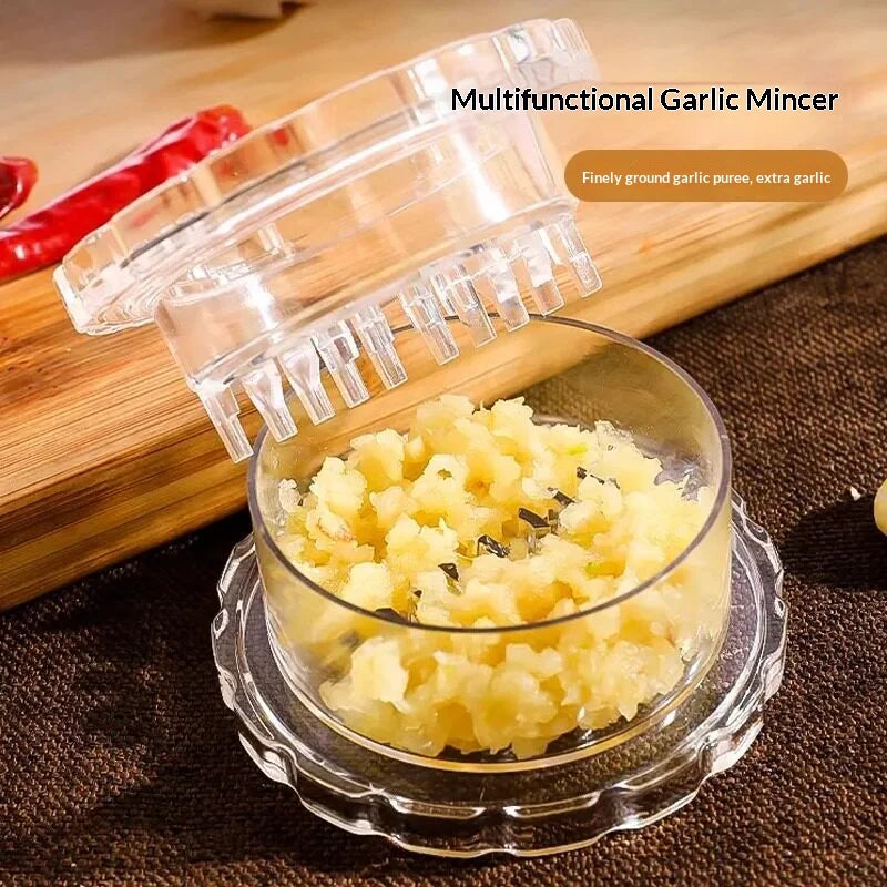 Manual Rotating Garlic Press Box – Transparent Garlic Mincer