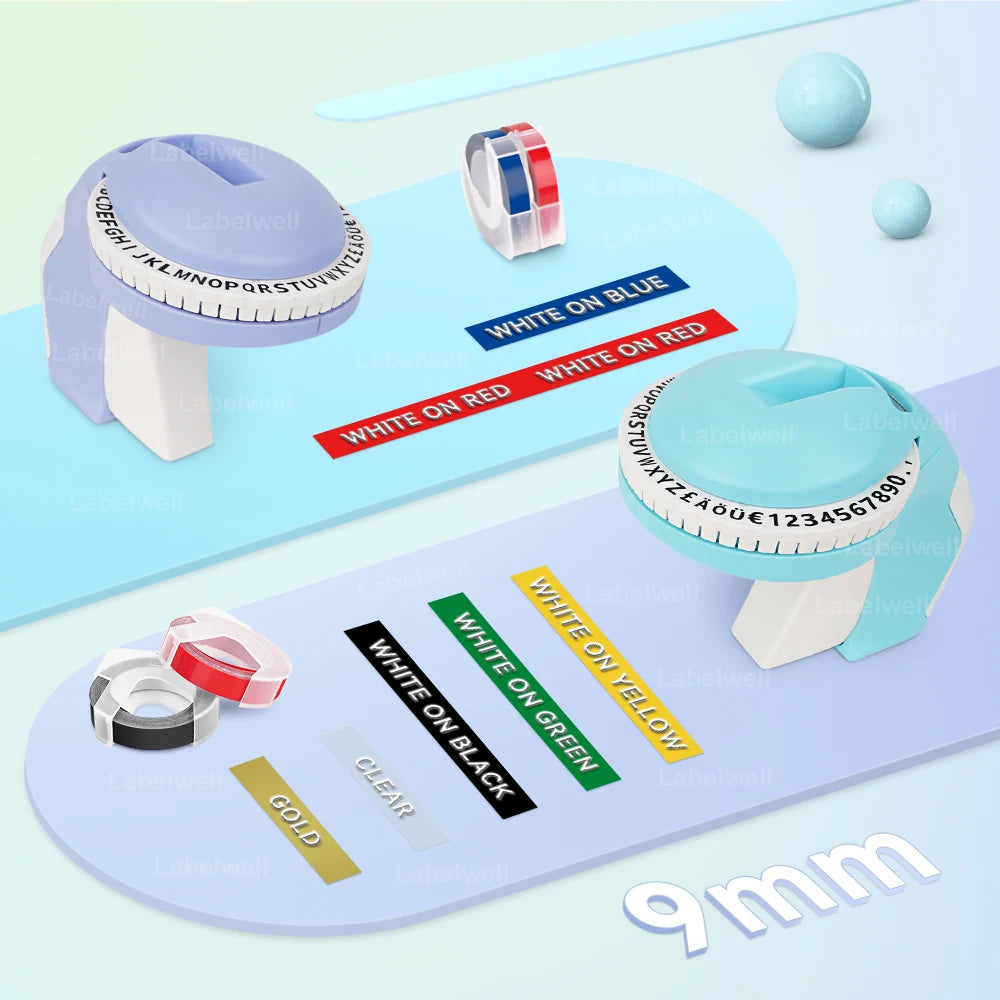 Labelwell Compatible Dymo 3D Embossing Tape 9mm – 5/10/20 Pack