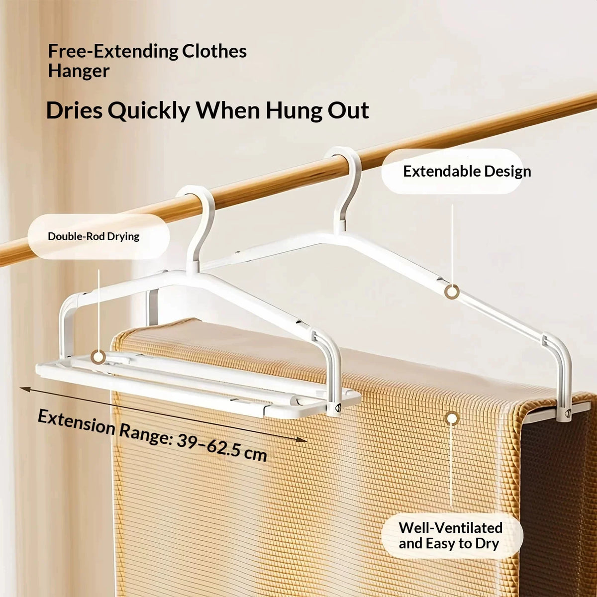 Telescopic Windproof Clothes Hanger Adjustable Drying Rack
