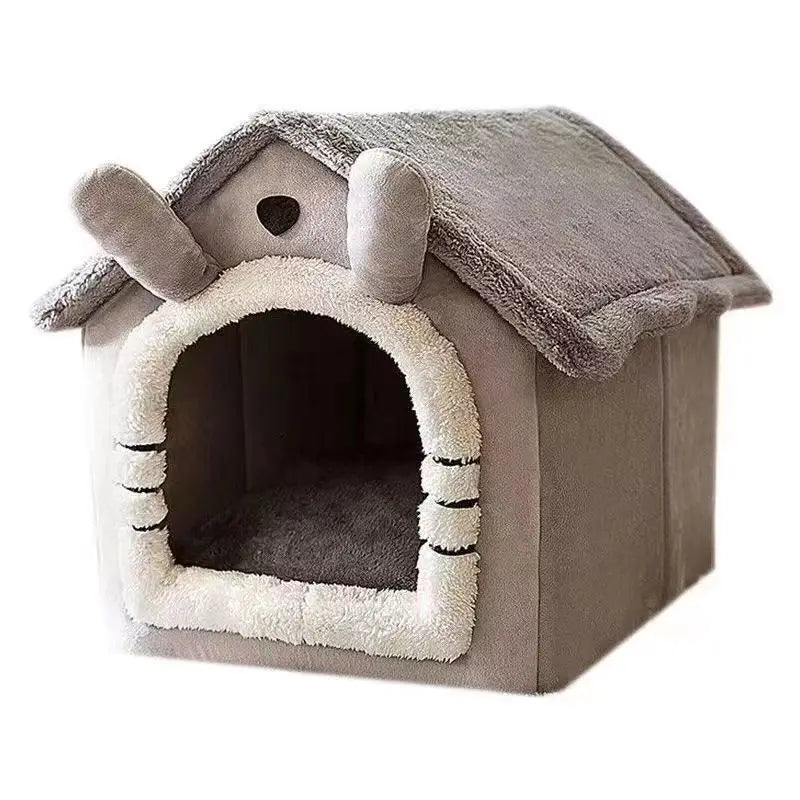 Indoor Soft Pet Tent House – Warm Dog & Cat Bed, Washable Cushion