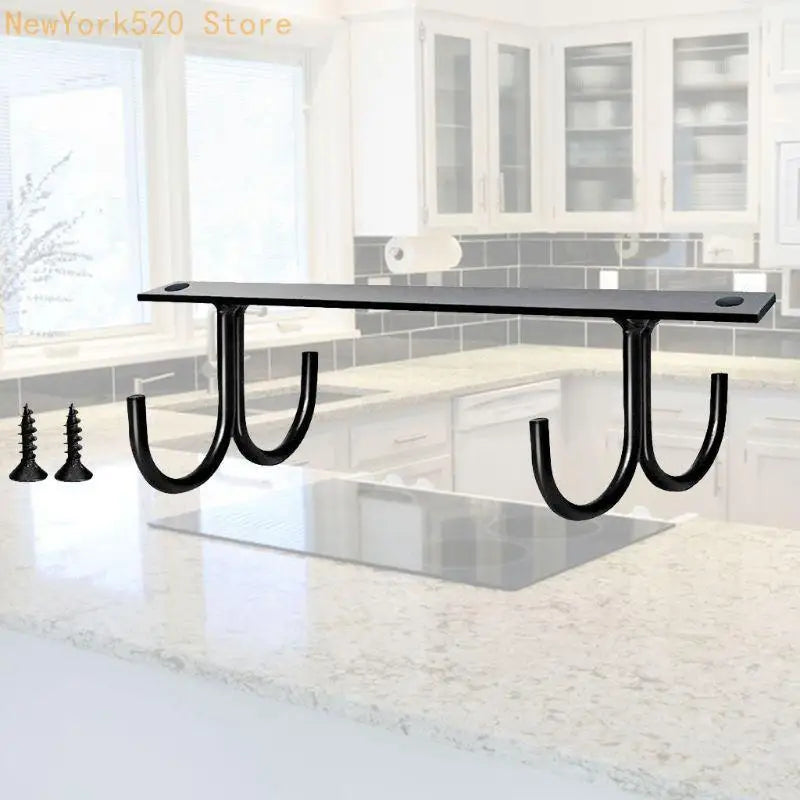 Under Cabinet Mug Rack 4 Hooks – Kitchen Cup Holder