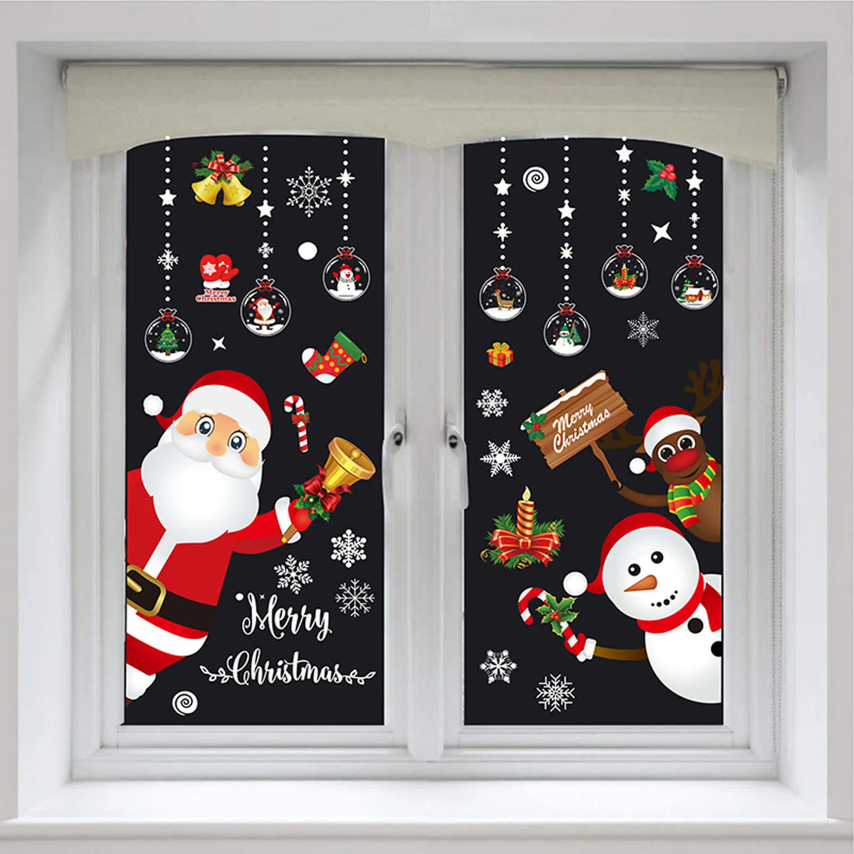 Christmas Santa Elk PVC Static Window Stickers – Removable