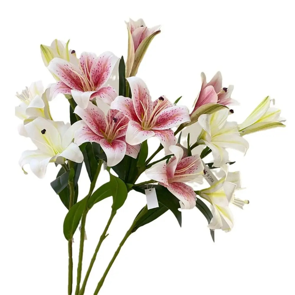 Artificial Silk Lily Bouquet 3 Heads | Oil Painting Style 73cm