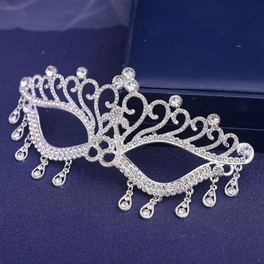 Luxury Rhinestone Masquerade Half Face Mask for Women