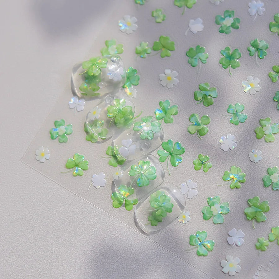Nail Art Stickers – Clover Jelly Flower Rhinestone Laser Decals