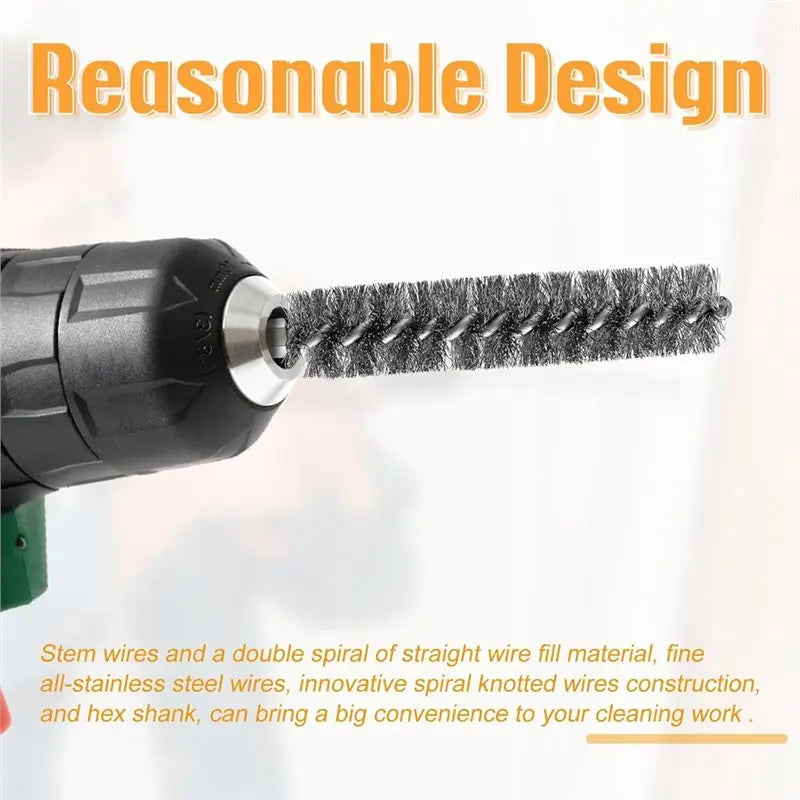 40-Pack Power Drill Wire Bore Brush Set – Hex Shank