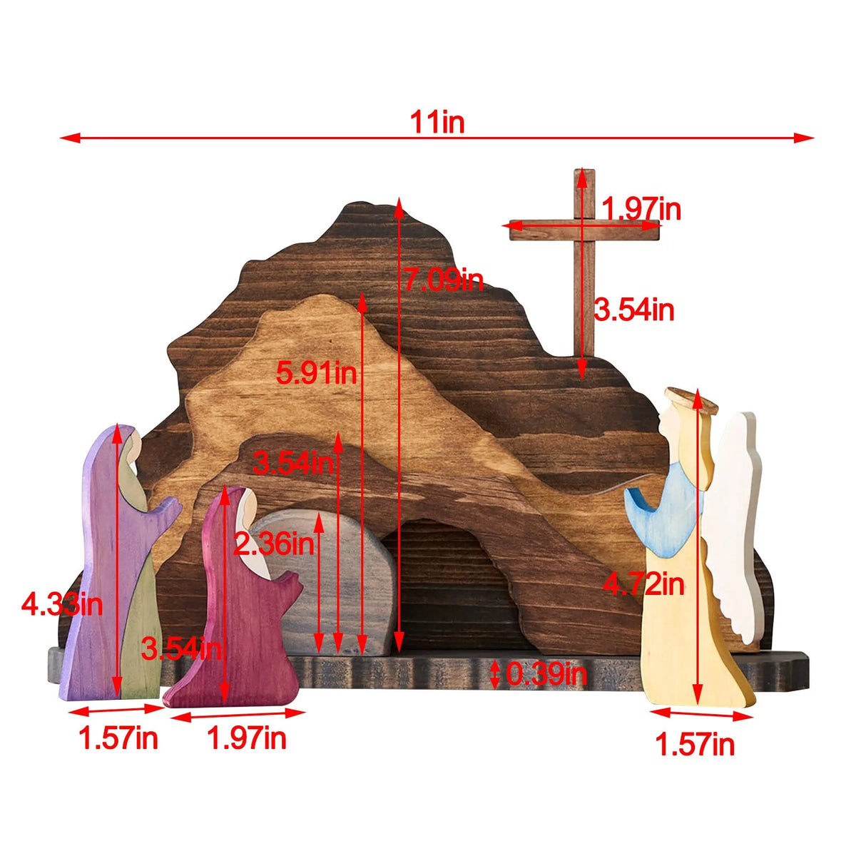 Easter Resurrection Scene Wooden Figurine Set – Christ & Tomb