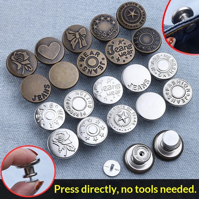 Detachable Metal Jeans Buttons – Adjustable Waist Tightener