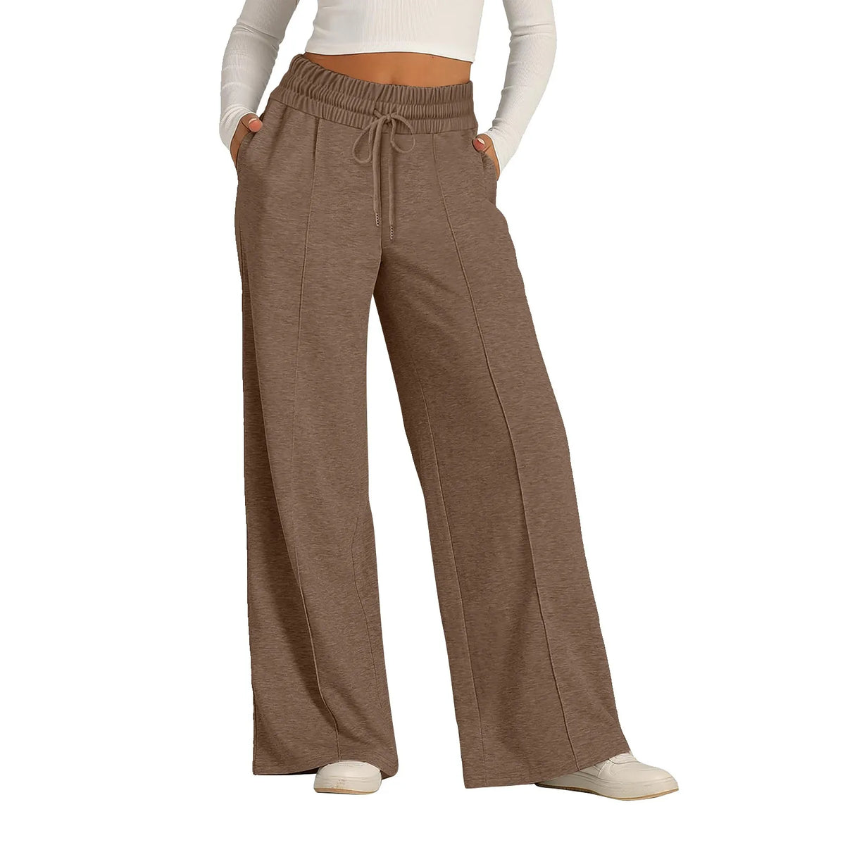 Women's Wide Leg Fleece Lined Sweatpants High Waist Joggers