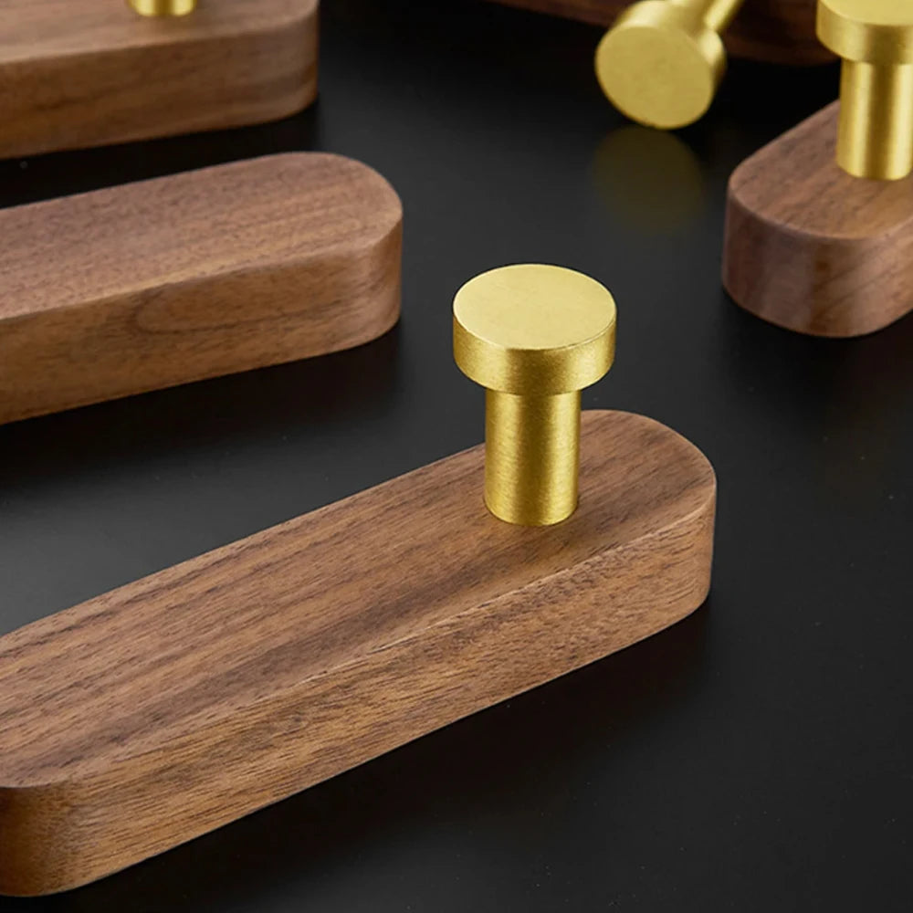 Self-Adhesive Walnut Wood Wall Hook – No-Drill Coat & Towel Hanger
