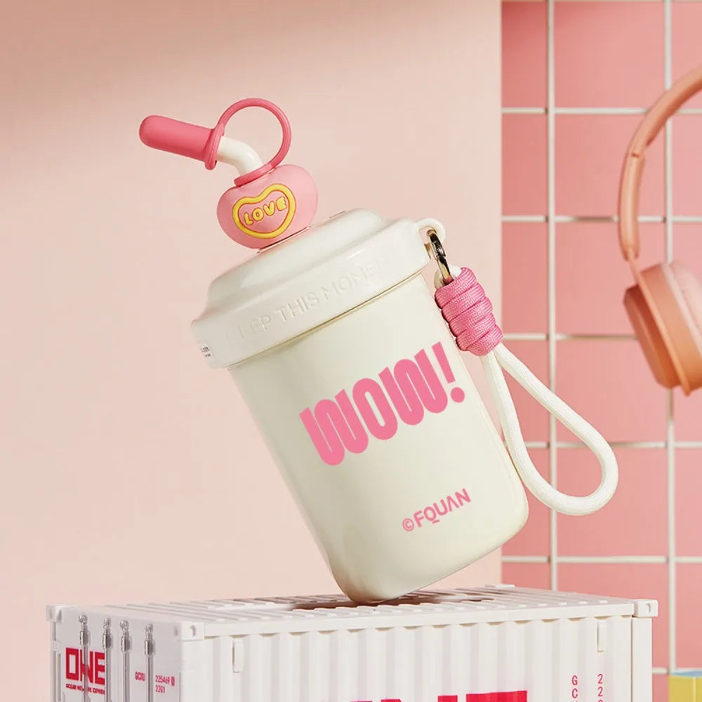 580ML Insulated Shaker Bottle with Straw – Leak-Proof Thermal Cup