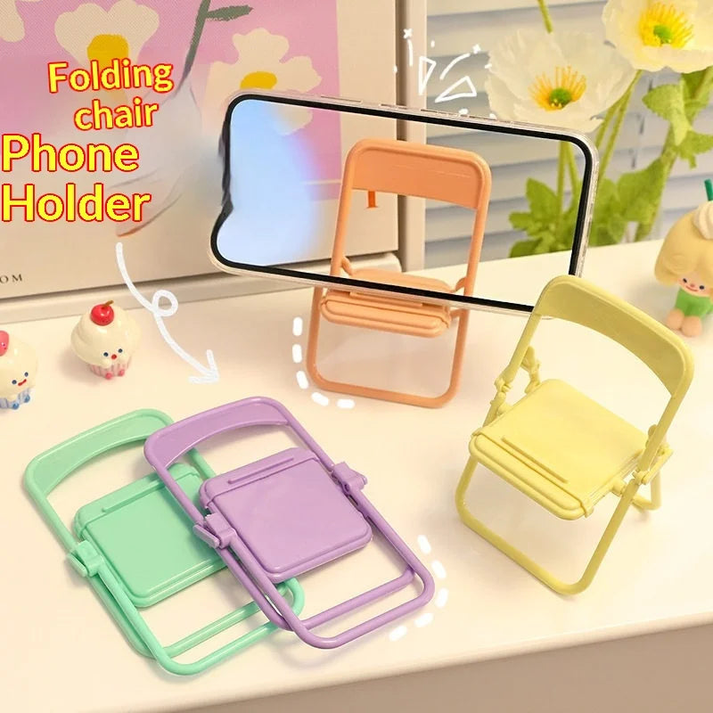 Mini Folding Chair Phone Stand | Cute Portable Desk Holder