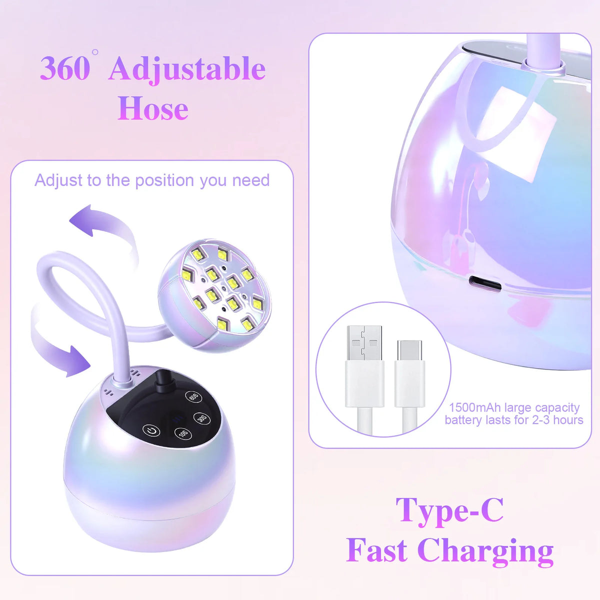 UV LED Nail Lamp 360° Bendable Auto-Sensing Fast Cure Dryer