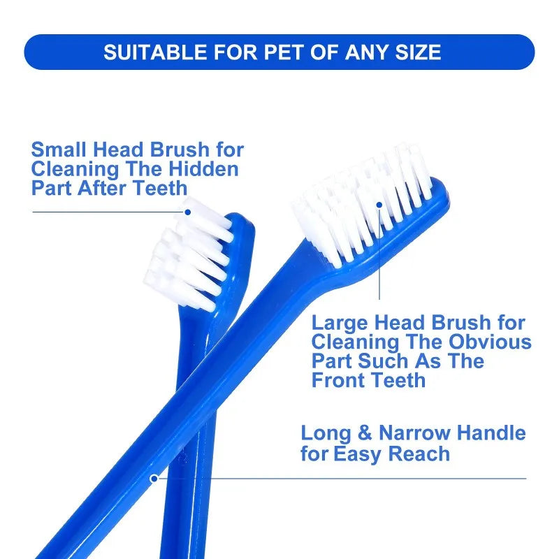 Dual-Headed Dog Toothbrush Set – Soft Nylon Bristles for Pets