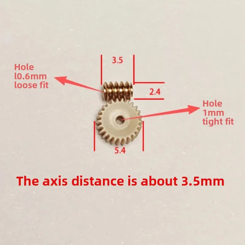 Micro Right Angle Worm Gear Set 0.2M 25T – 0.6mm/1mm Bore