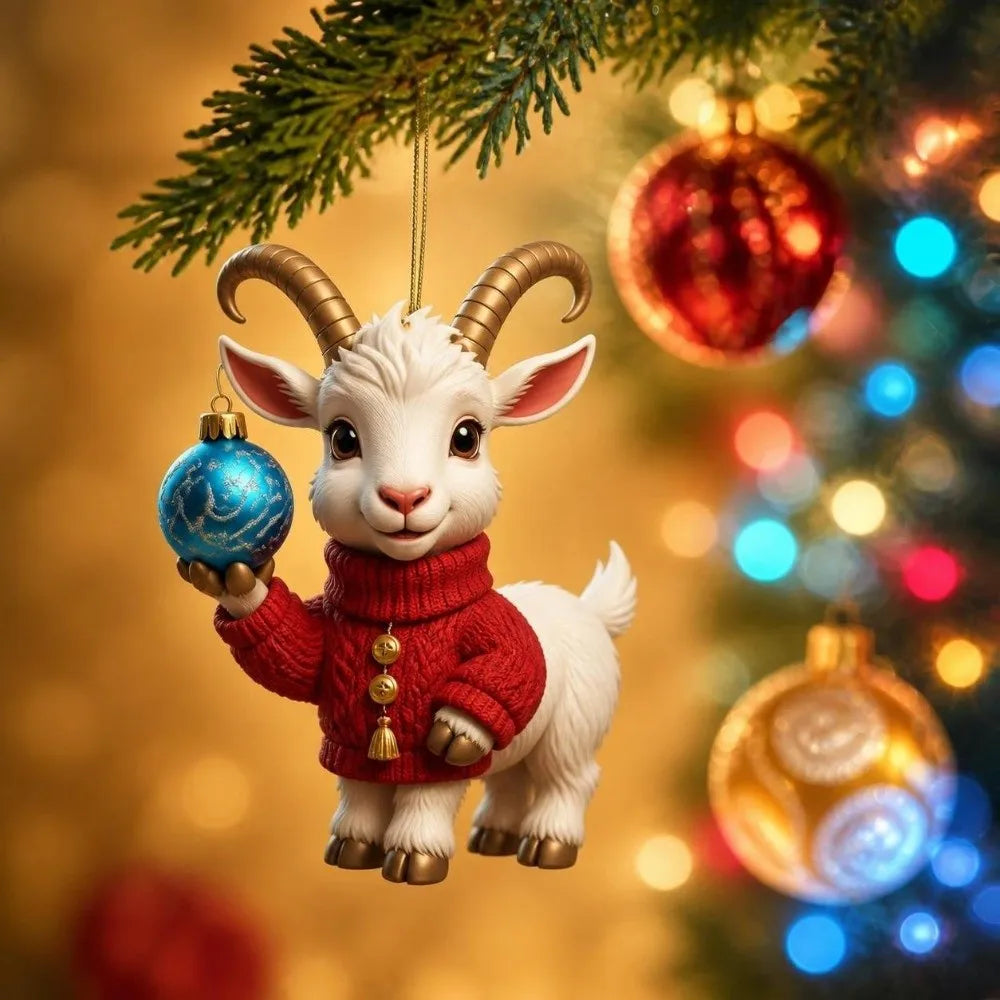 Cute Cartoon Goat Christmas Tree Hanging Ornament