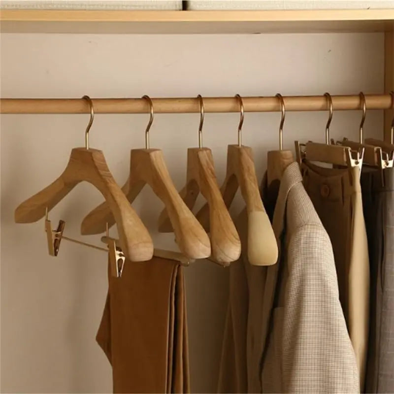 Wide Shoulder Wooden Suit Hanger – Non-Slip Seamless Adult