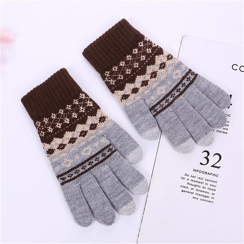 Winter Touch Screen Knit Gloves – Unisex Warm Full Finger