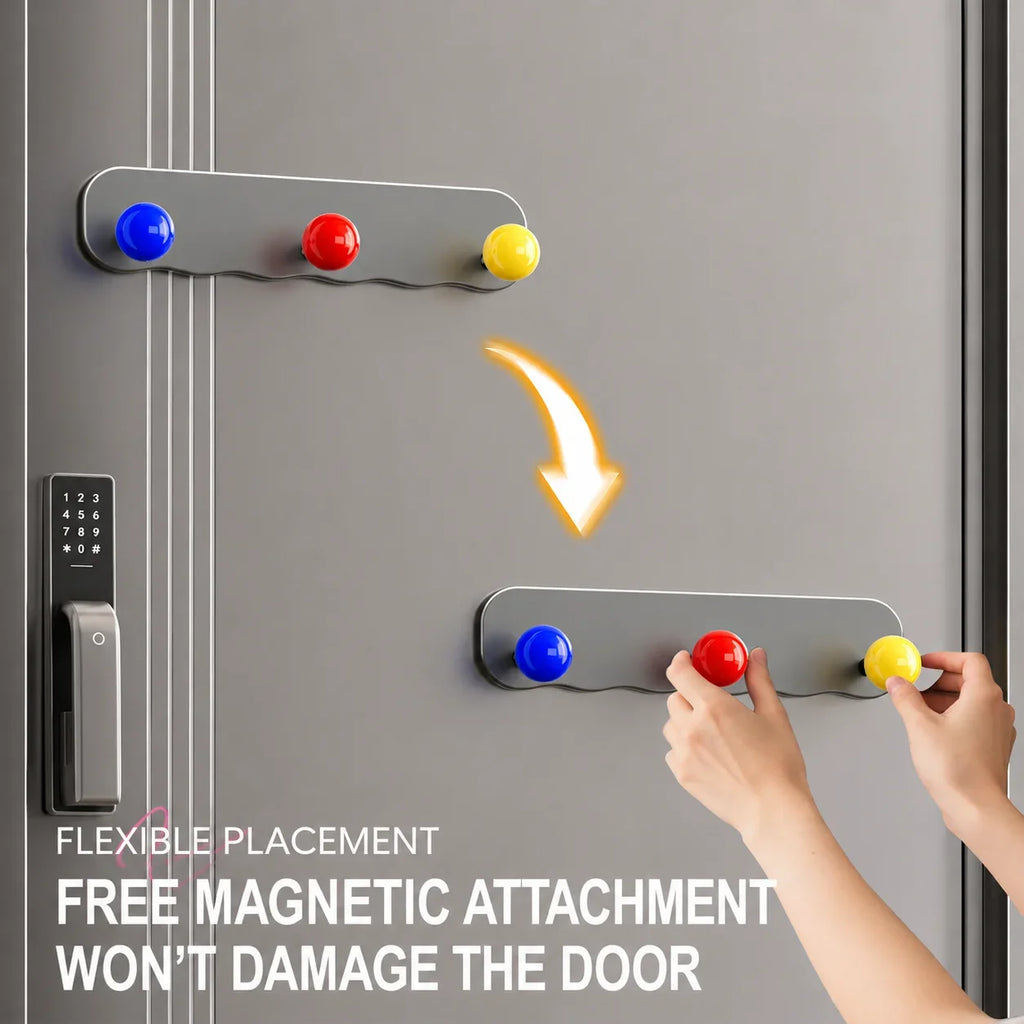 Magnetic Door Organizer Rack – 6 Hooks, No Drilling | VIBE