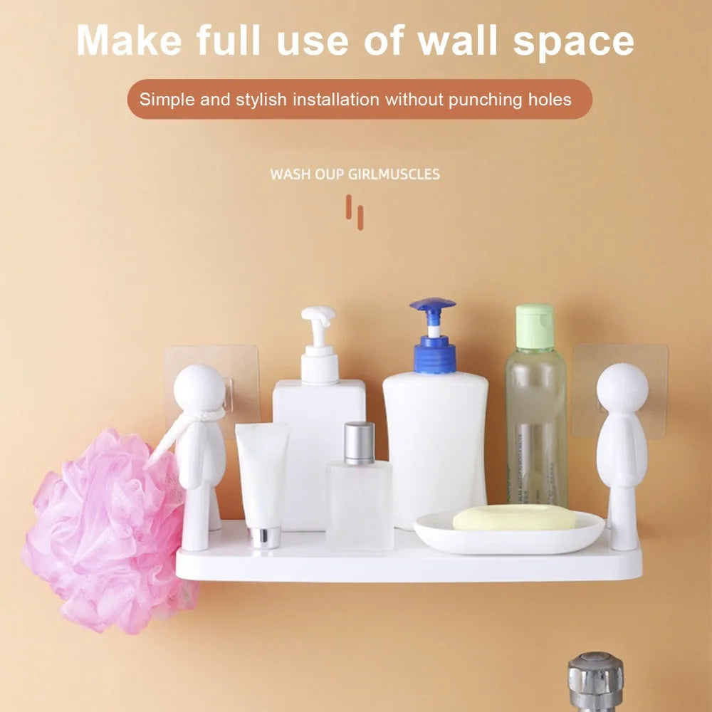Wall Mounted Plastic Storage Shelf – Kitchen & Bathroom Rack