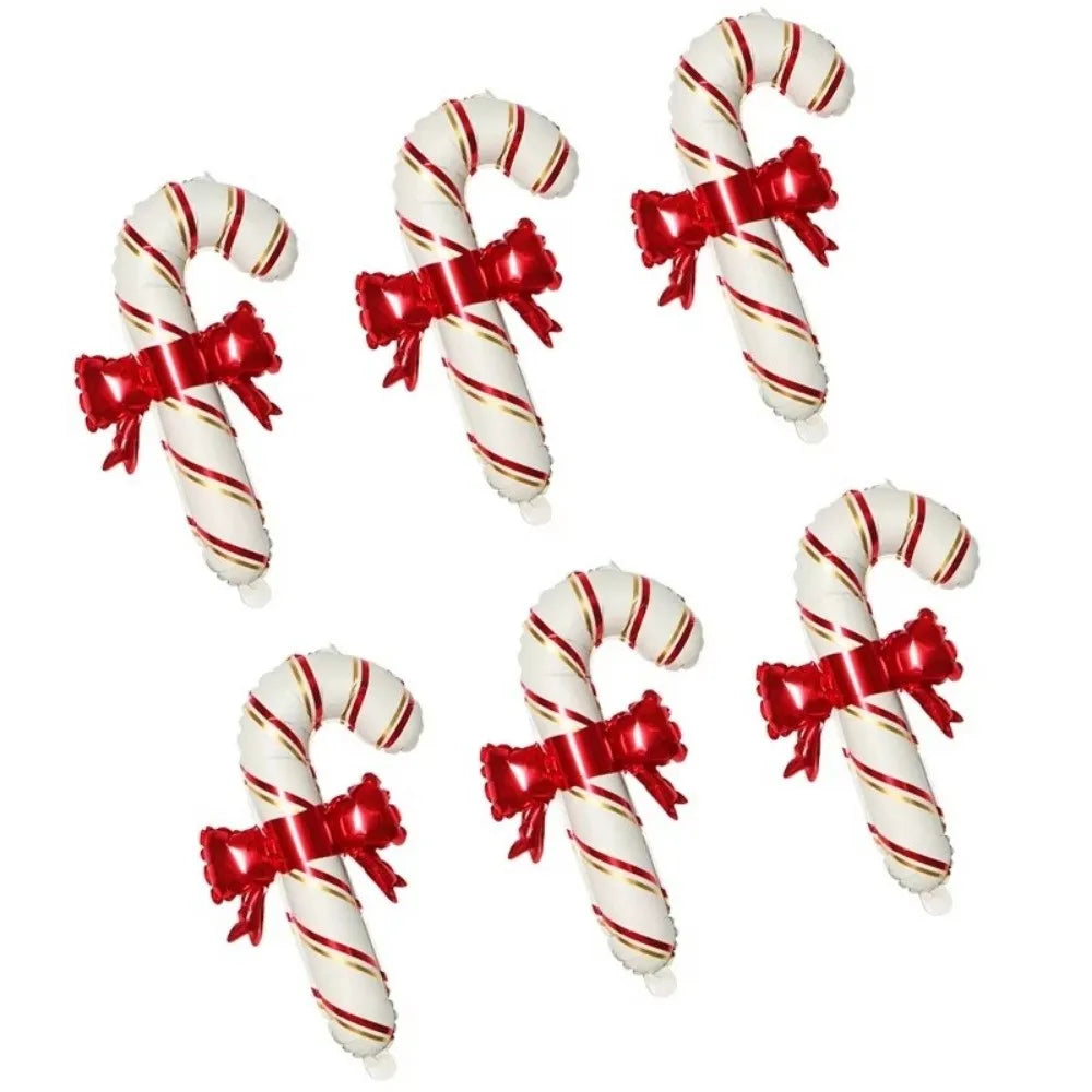 6-Pack Christmas Candy Cane Foil Balloons – Red & Green
