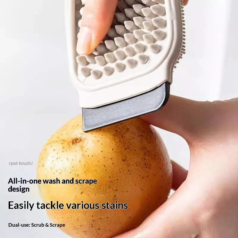 Flexible Silicone Cleaning Brush – Fruit, Veg & Pot Scrubber
