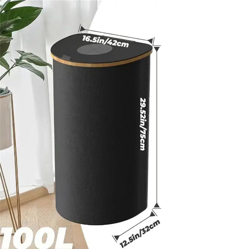VIBE Bamboo Kitchen Recycling Bin with Lid & Reusable Bag