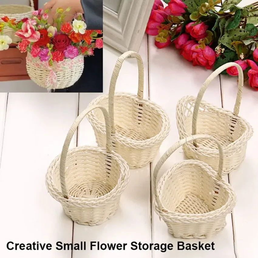 Handwoven Rattan Flower Basket – 3 Shapes | Home & Wedding