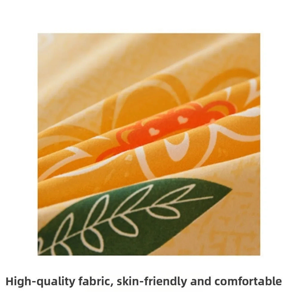 Floral 3-in-1 Cotton Bed Sheet Set with Lace Skirt & Pillowcases