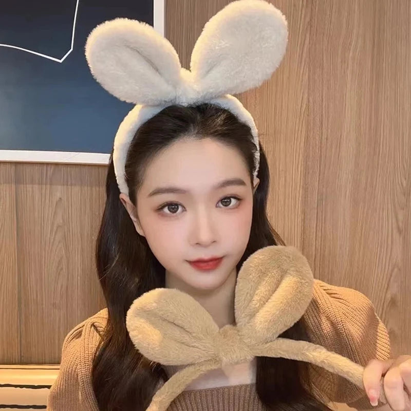 Rabbit Ear Plush Headband for Women – Cute Hair Hoop