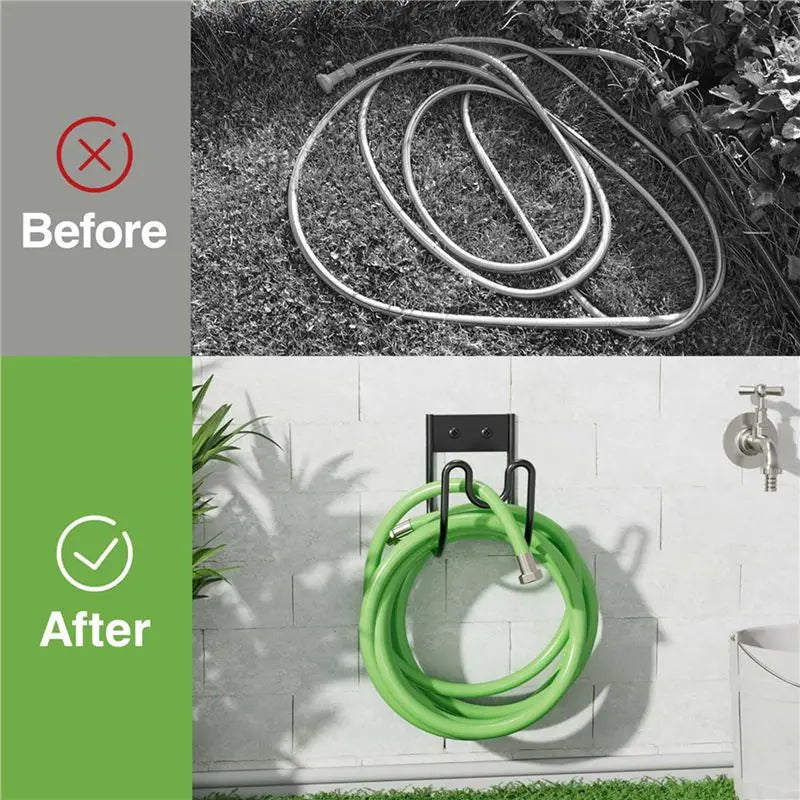 Wall Mounted Metal Garden Hose Holder & Hanger 2-Pack