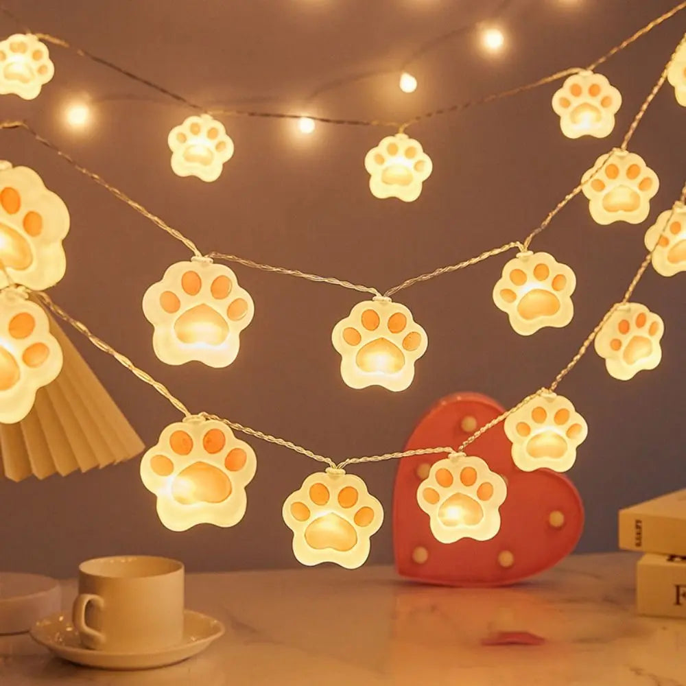 Cat Paw LED Fairy String Lights – USB & Battery, Waterproof