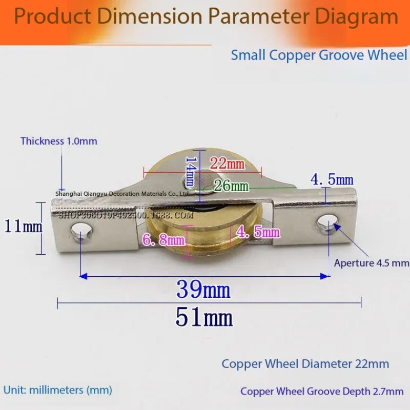 4PCS Copper Sliding Door Roller Wheels – Wardrobe Pulley Set